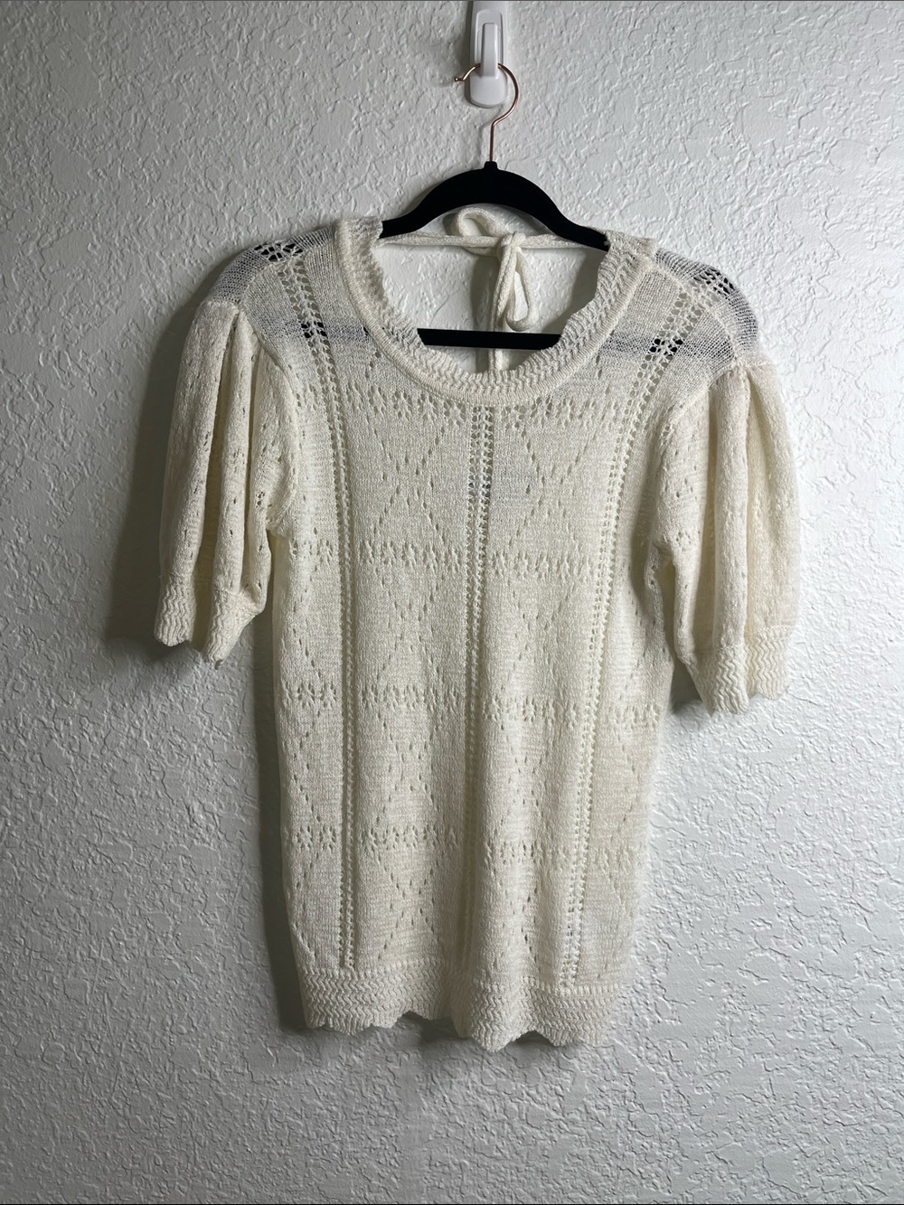 GREYLIN Vanessa Pointelle Tie Back Knit Top Sz M - Picture 6 of 9